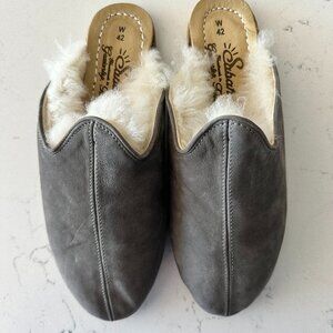 Sabah Ashmore Grey Shearling Slipper Shoes Baba NEW size 42